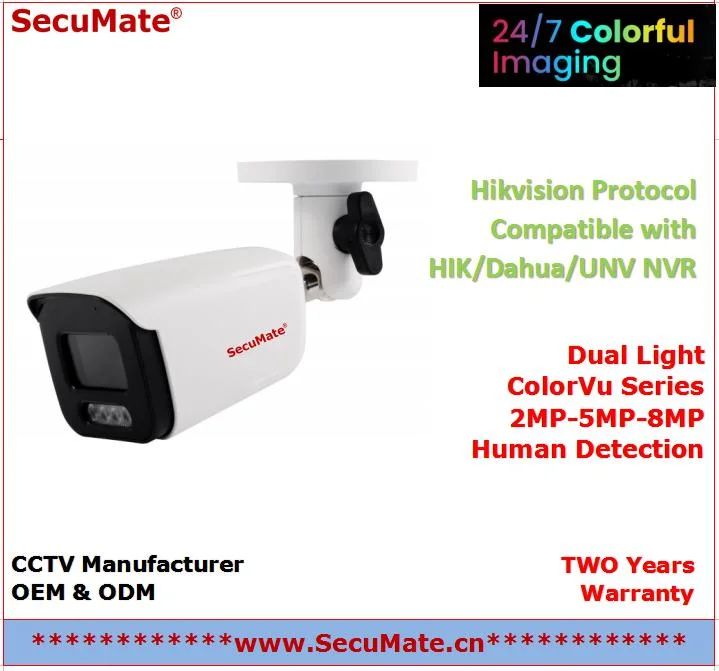 Secumate 4MP Full Color Dual Light CCTV IP Bullet Kamera mit Ai Humanoid Detection TF-Karte, Mikrofon, Lautsprecher