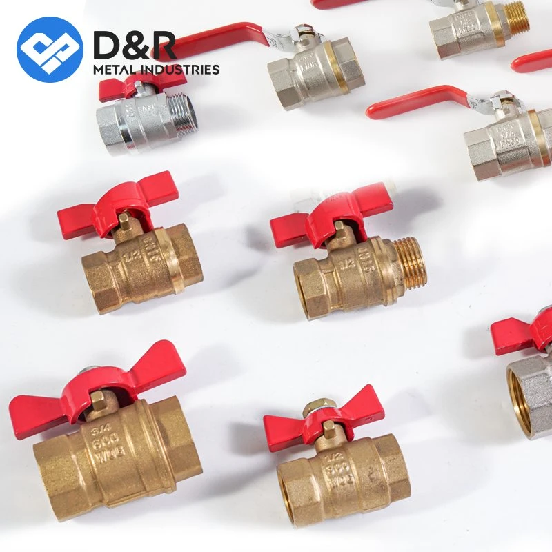 D&R China Valve Manu Factory Bsp NPT Nickel Coating Material 1/2 Inch Brass Ball Valve with Iron Ball Aluminum Butterfly Handle