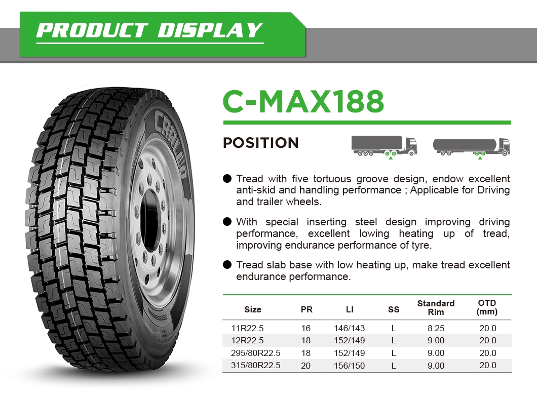 Carleo TBR Reifen 295/80r22.5 C-Max166 C-Max188