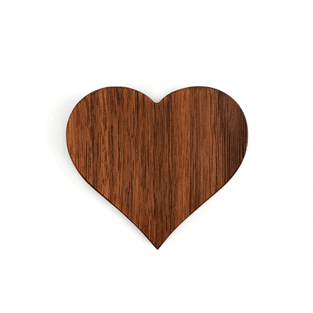 Heart Shaped Walnut Wood Velvet Soft Interior Jewelry Ring Box