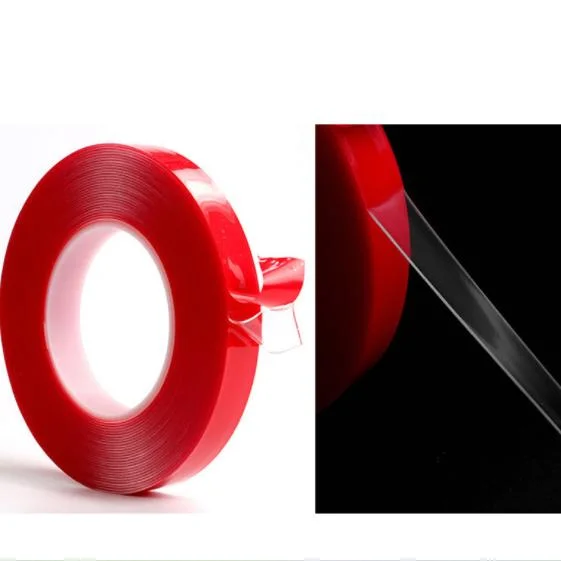 Free Sample High Temperature Adhesive Red Liner Double Side Pet Transparent Film Tape