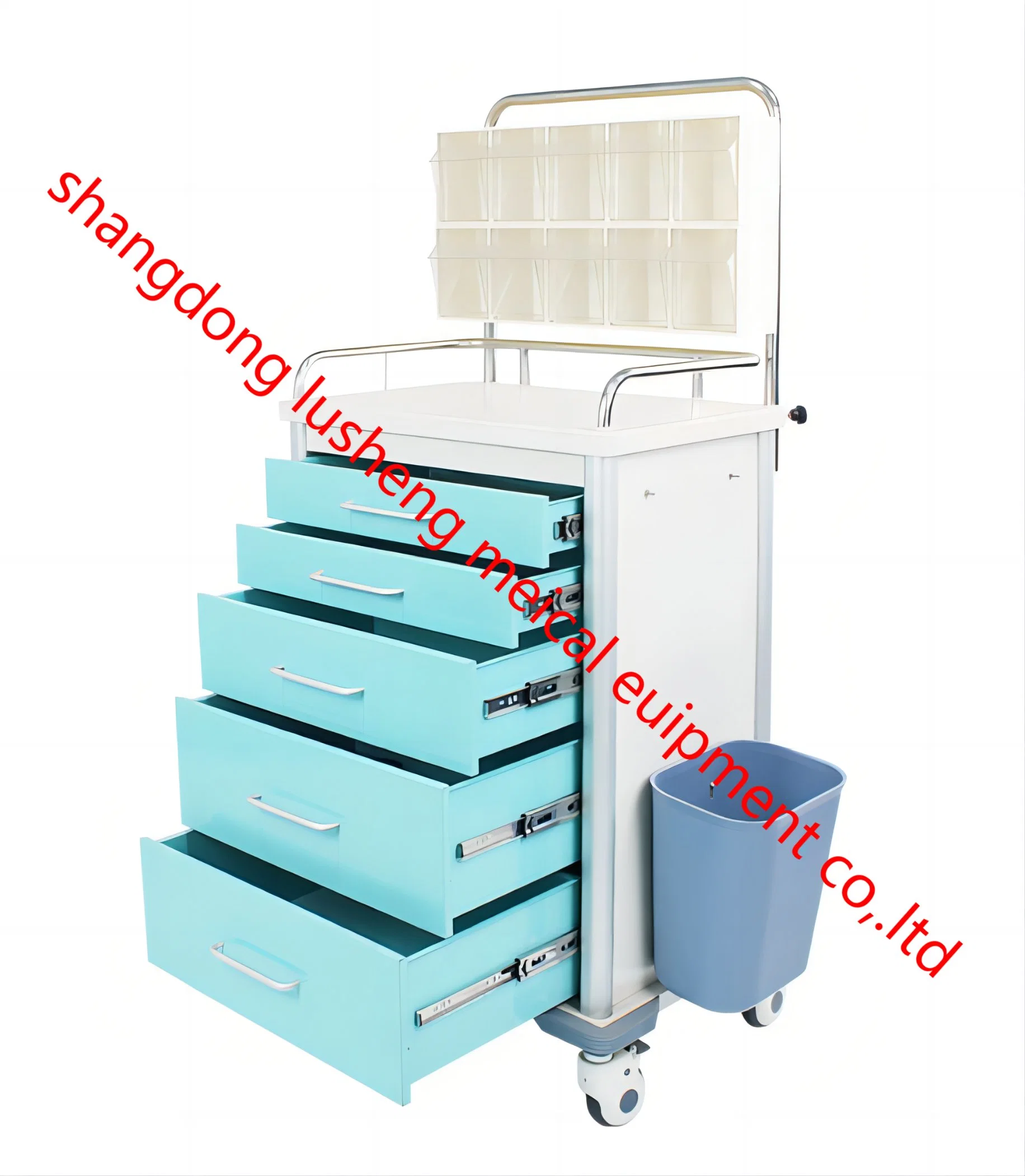 Hospital Furniture ABS Plastic Anesthesia Medicine Medical Cart Emergency Treatment Trolley