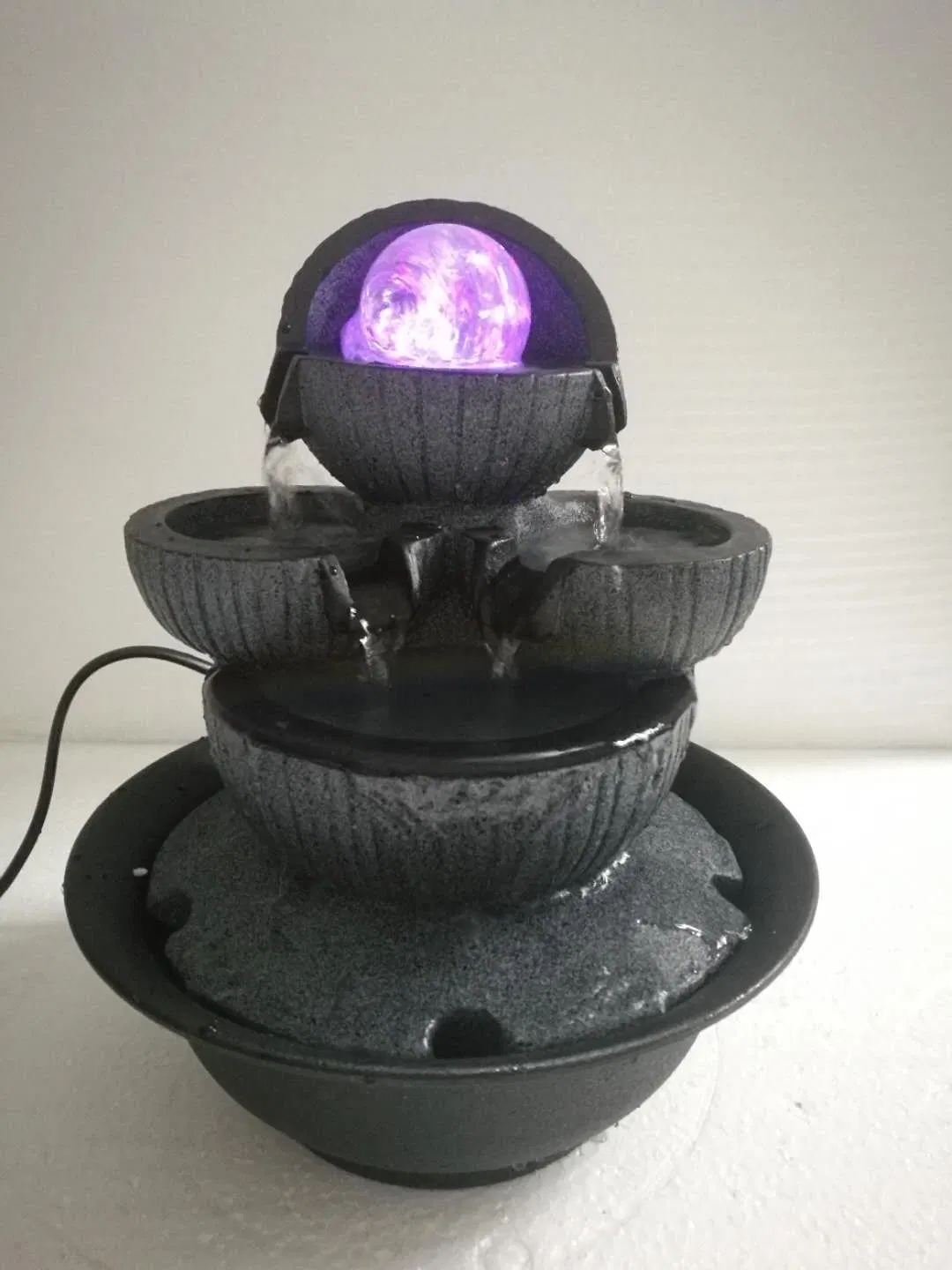 Resin Tabletop Water Fountain with LED Light Indoor Home Decorations