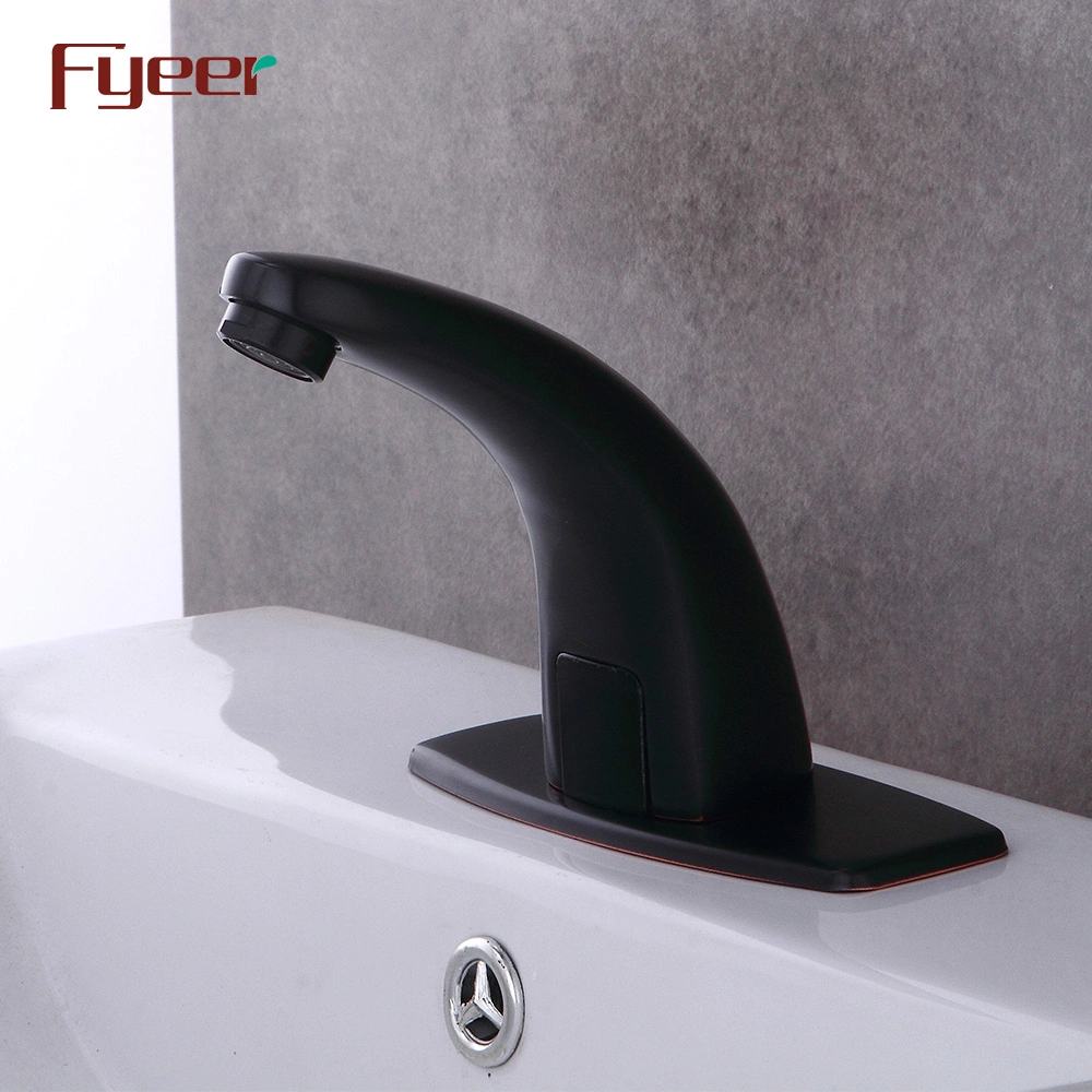 Fyeer New Cold and Hot Water Washbasin Black Sensor Tap with Temperature Adjust Valve