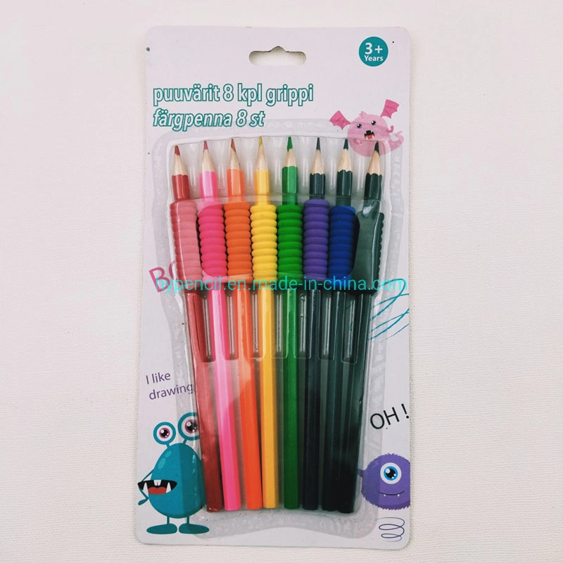 School Stationery Art Supplies Set of 8 Color Pencil with Grips