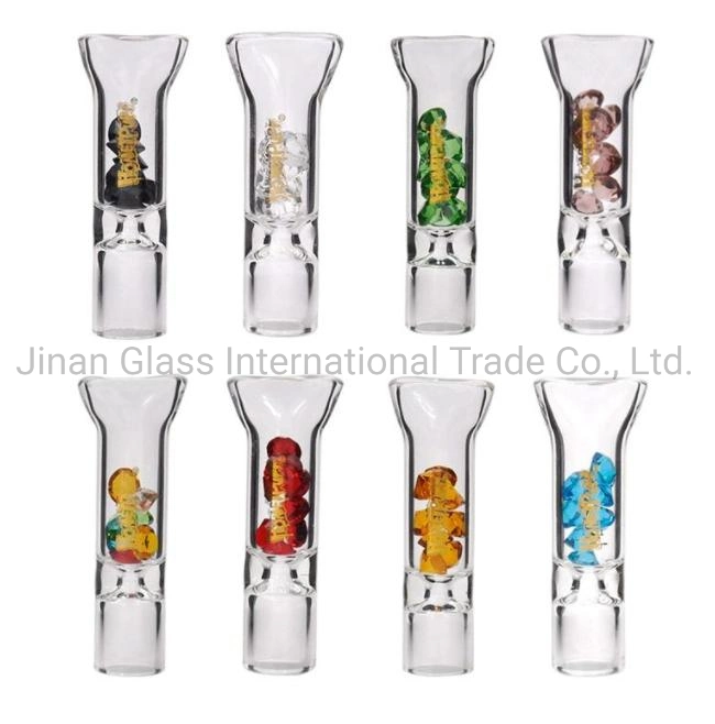 Honeypuff Glass Mouth Filter Tips with Diamond Tobacco Smoking Dry Herb Holder Thick Pyrex Glass Flat Mouth Filter Tips