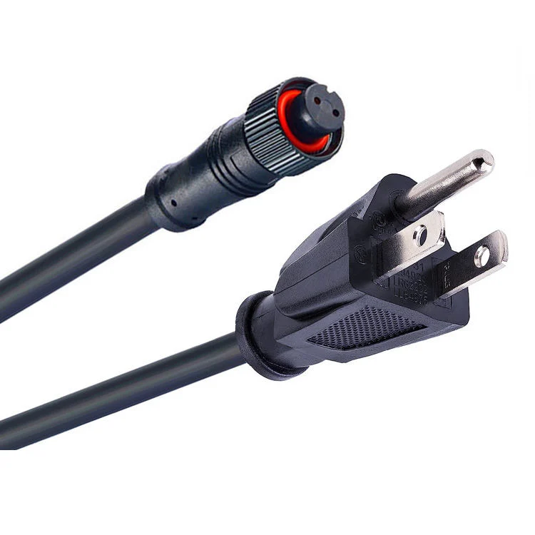 14.7FT 4.5m Us NEMA 5-15p to M12 2pin Connectors Sjow Rubber Wire Cable for Indoor and Outdoor Building Ventilation Electrical Equipment