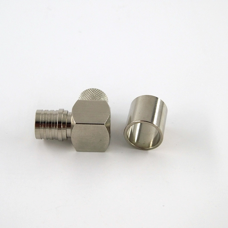 RF Coaxial Qma Male Plug Right Angle Crimp Connector for LMR400 Cable