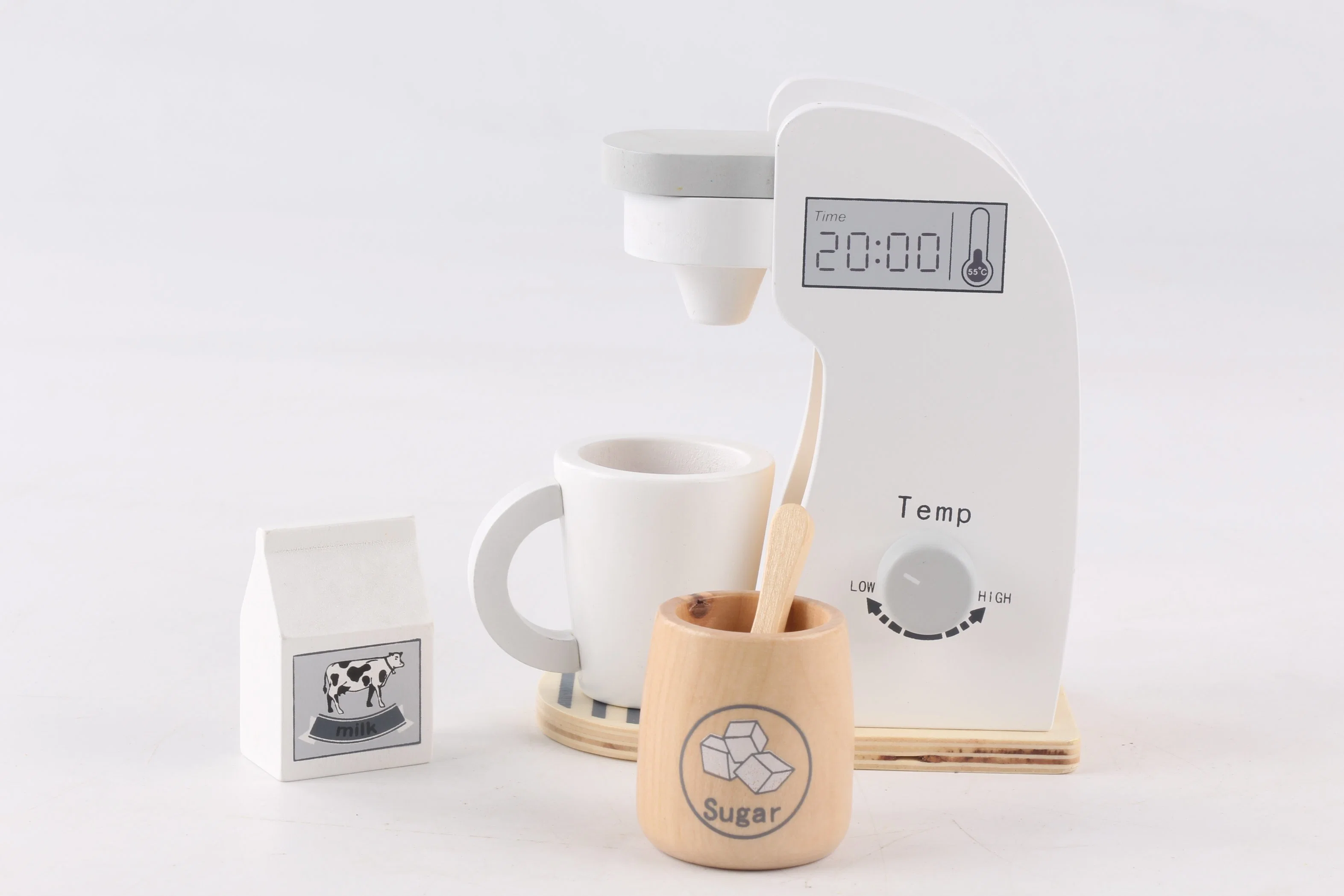 Wooden Kitchen Utensils Coffee Machine Toy Gift for Preschool Kids