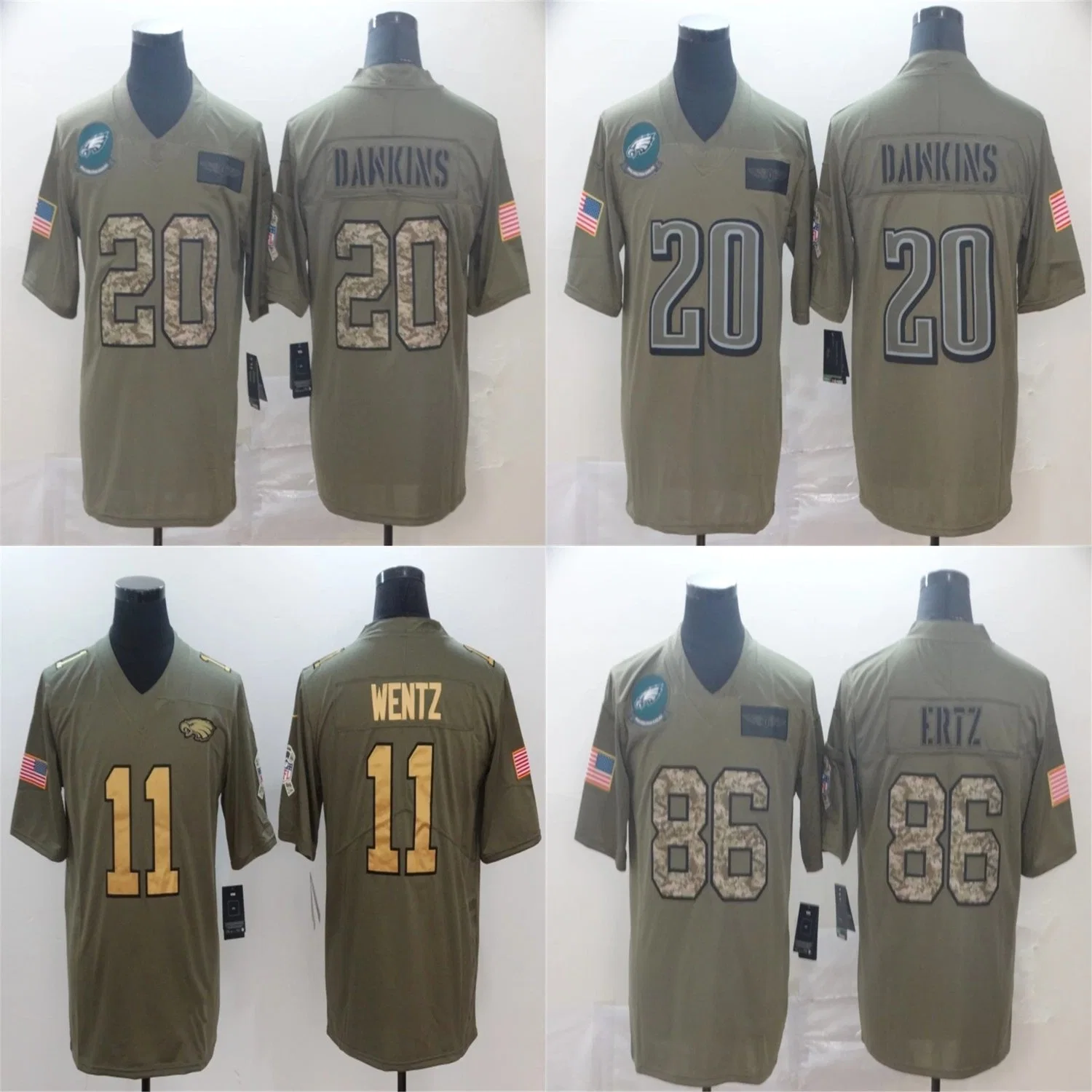 Wholesale bon marché Zach Ertz Desean Jackson Olive Sideline Gear football Maillots