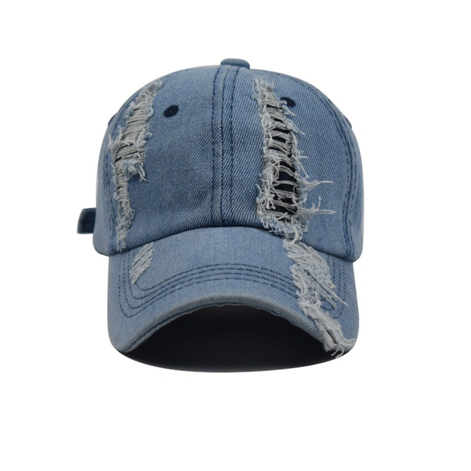 Men's and Women's Ripped Caps Trendy Fashion Washed Cotton Ripped Cowboy Baseball Caps Simple Light Board Hats