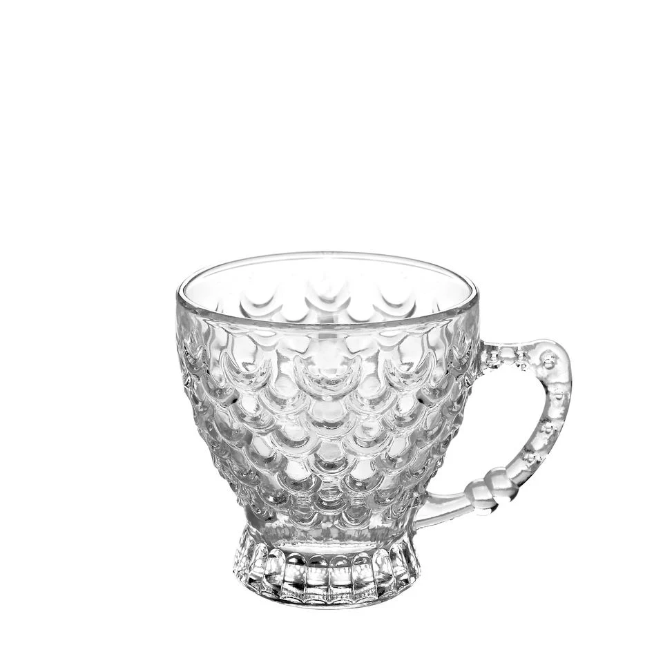 2022 Conçu 7.1oz moderne unique de grandes tasses de thé de café en verre transparent Set avec soucoupe