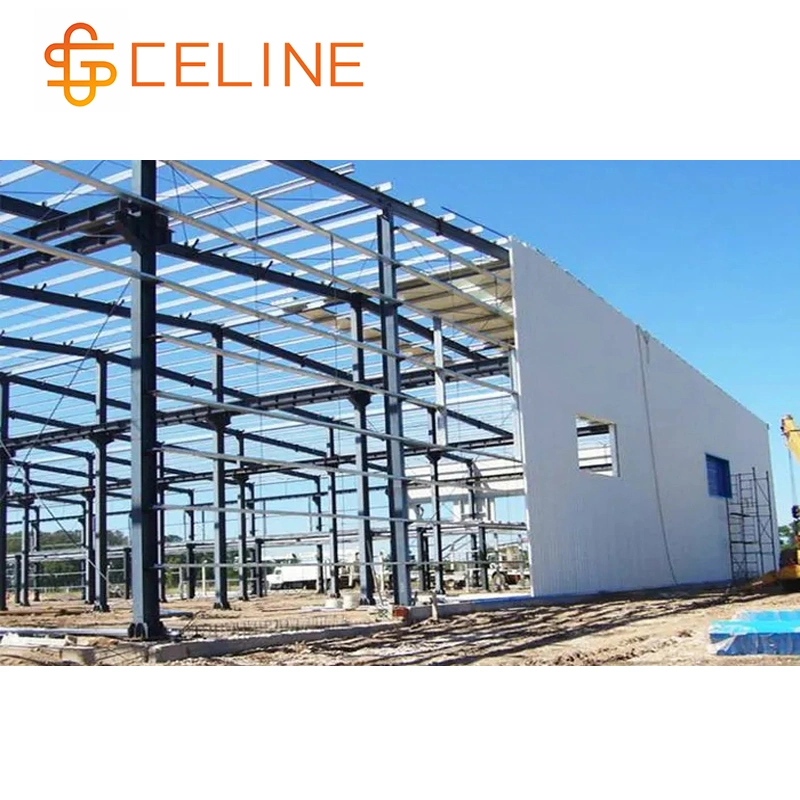 Q235 Q355 H Section Galvanized Metal Construction Prefab Prefabricated Frame Industrial Building Workshop Steel Structure with Painted Sandwich Panel