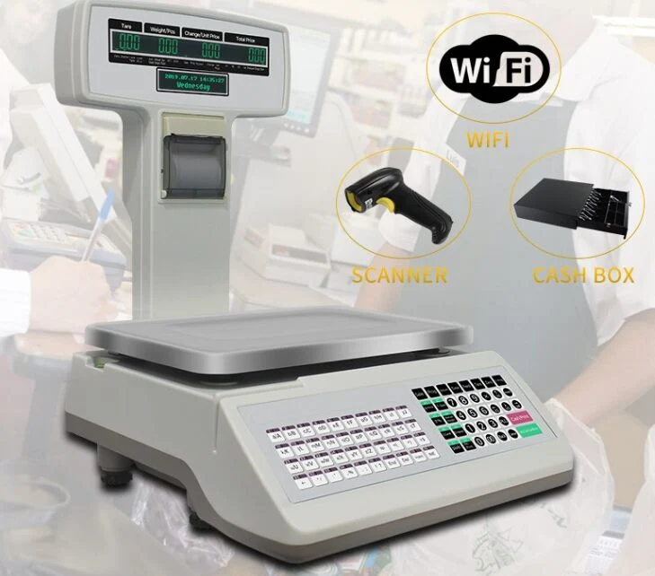 6/15kg/30kg Label Printing Scales Digital Barcode Weighing Scales with Scanner