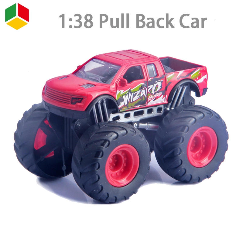 QS Hot Selling Metal Diecast Car Toy 4 Color Assorted Children 1/38 Scale Mini Pull Back Kids Big Wheels Alloy Die Cast Model Vehicle Toys