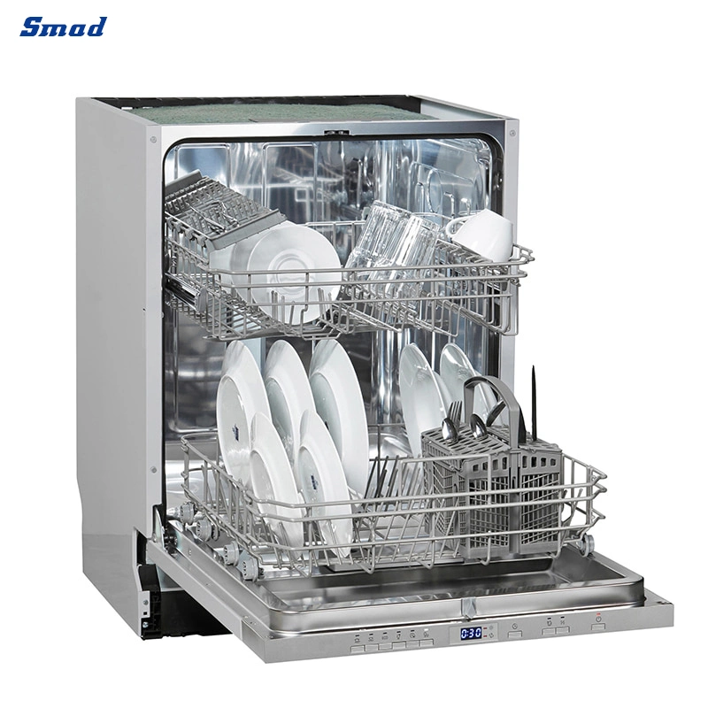 8 Place Setting Home Use White Stainless Steel Built-in Dishwasher