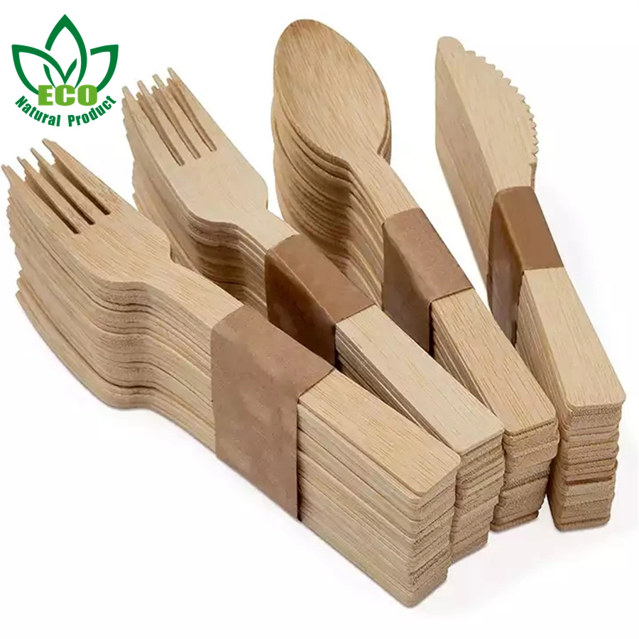 Personalização por grosso Viagem garfo de madeira bambu faca de colher Bamboo descartável Conjunto de talheres