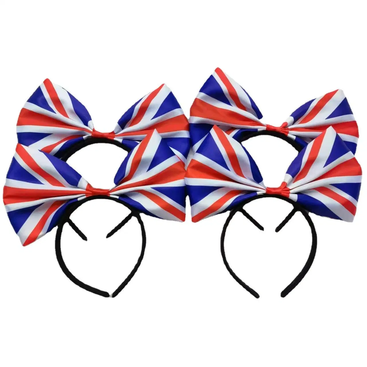 The Queen's 70th Aniversario tocado de la bandera británica patrón Bow Headband Ornamentos de pelo de la bandera del arroz