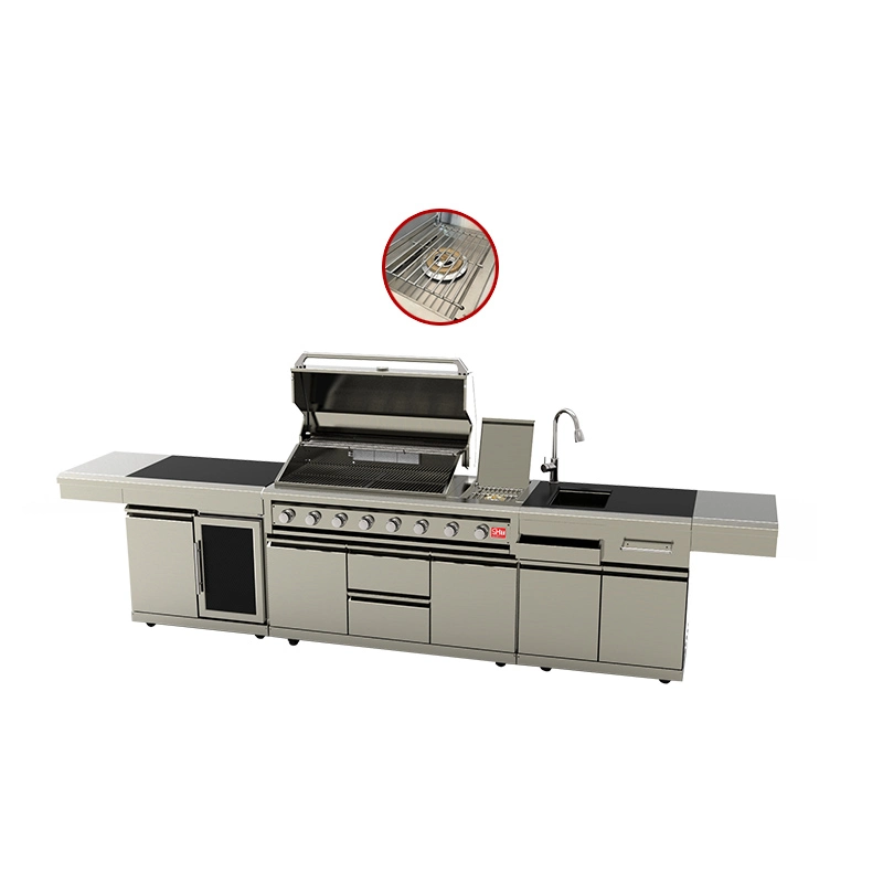 SUS304 Stable Outdoor Kitchen Family BBQ Sink Cooler Drawer Cabinet