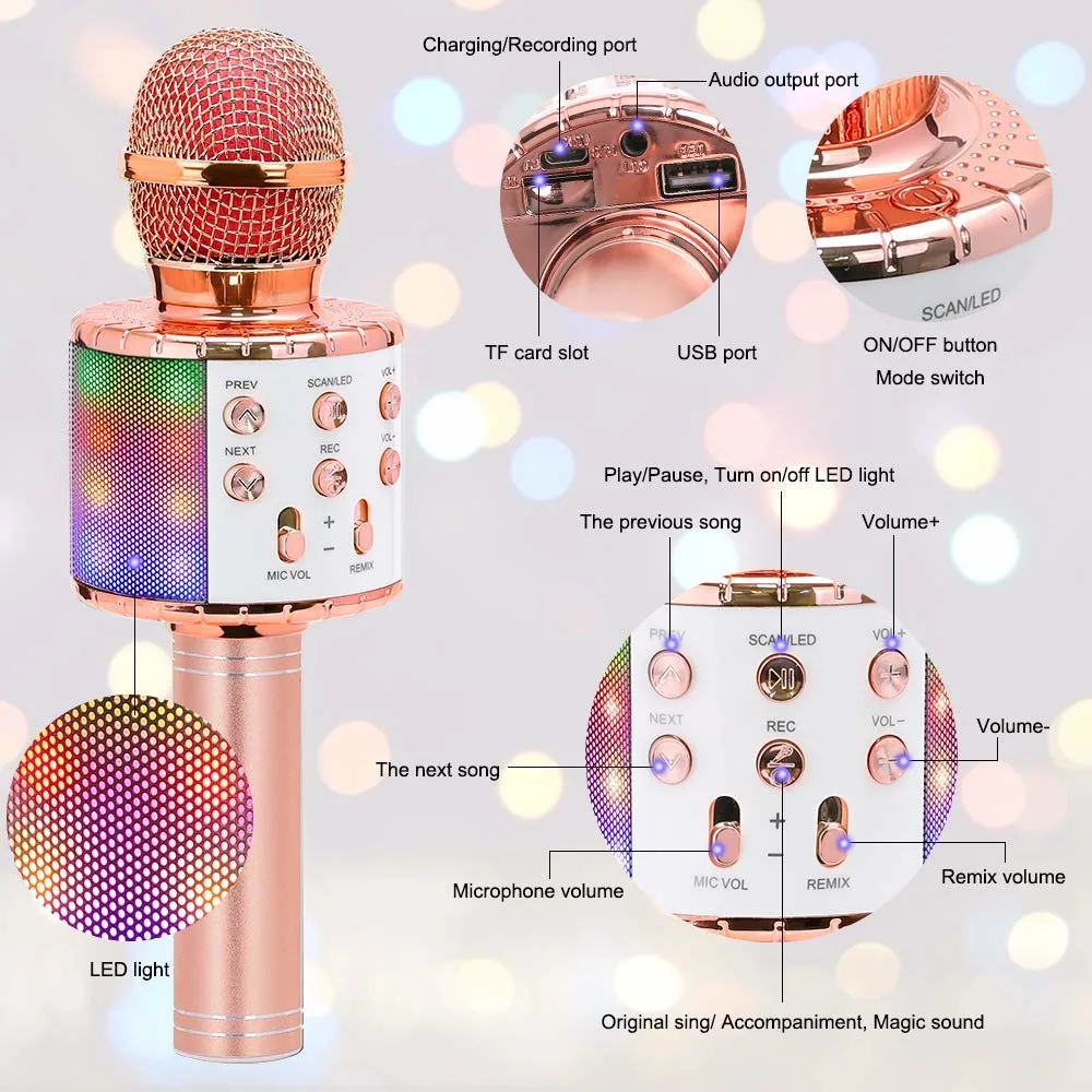 Kabelloses Karaoke-Mikrofon Bluetooth-Lautsprecher KTV-Player mit tanzender LED Leuchten