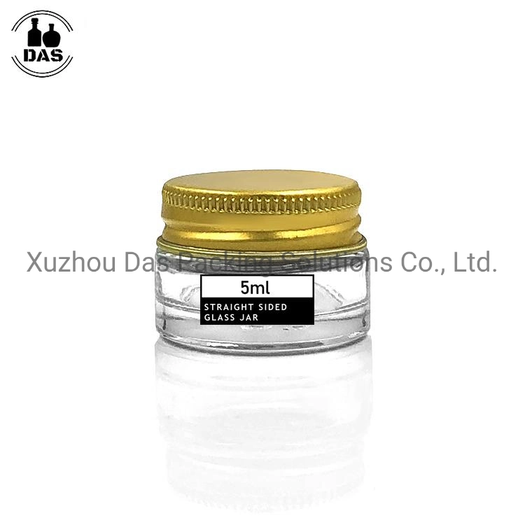 Mini Size 5g Clear Round Cosmetic Eyeshadow Cream Jar Glass with Aluminium Cap