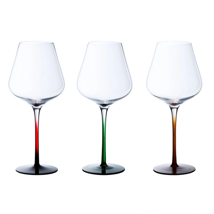 Modern Lead Free Crystal Goblet Red Wine Glass Handmade Gradient Colored Stem Burgundy Bordeaux Wine Glass Household