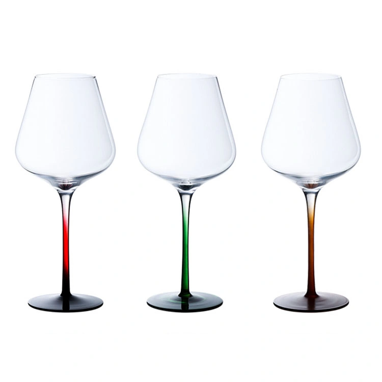 Moderne Bleifreie Kristall Kelch Rotwein Glas Handgefertigte Gradient Farbige Stiel Burgunder Bordeaux Weinglas Haushalt