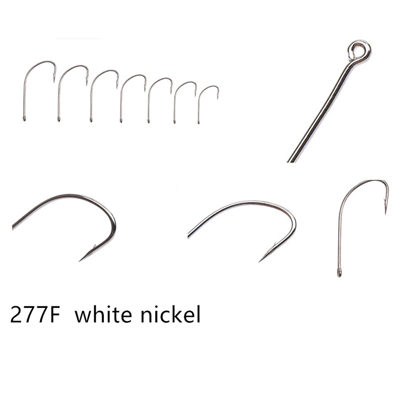 High Carbon Steel White Nickel Plated Fly Tying Fishing Hooks for Saltwater