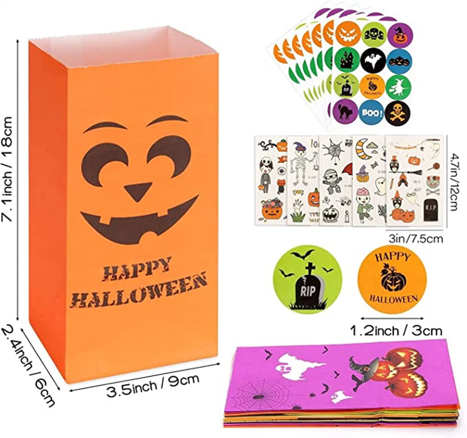 Halloween Candy Trick or Treat Pumpkin Gift Bags for Kids Adults Party