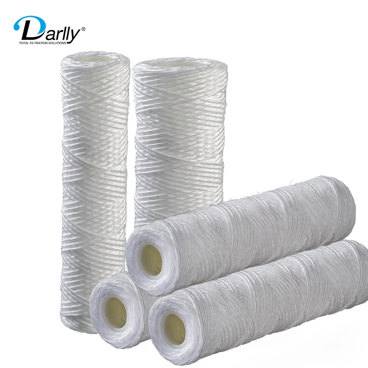 Fiber Glass String Wound Water Cartridge Filters PP String Wound Water Filters 5um for Water Coarse Filtration 10"/20"