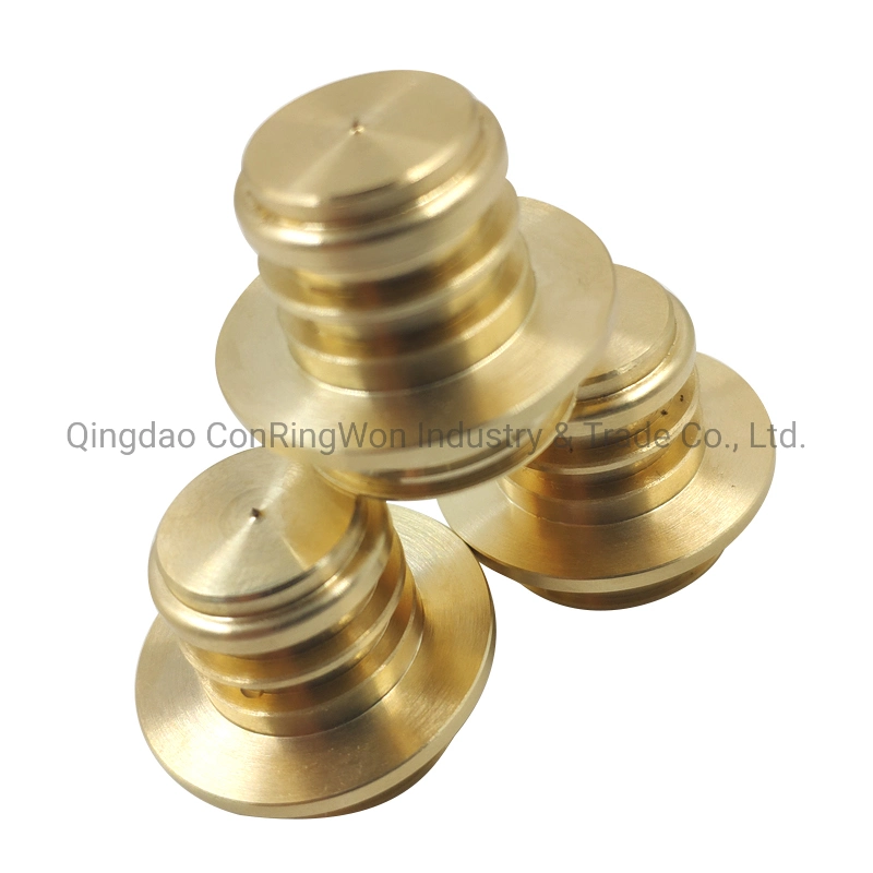 CNC Turning Brass Part for Power Cable Connector, 24K Gold-Plated