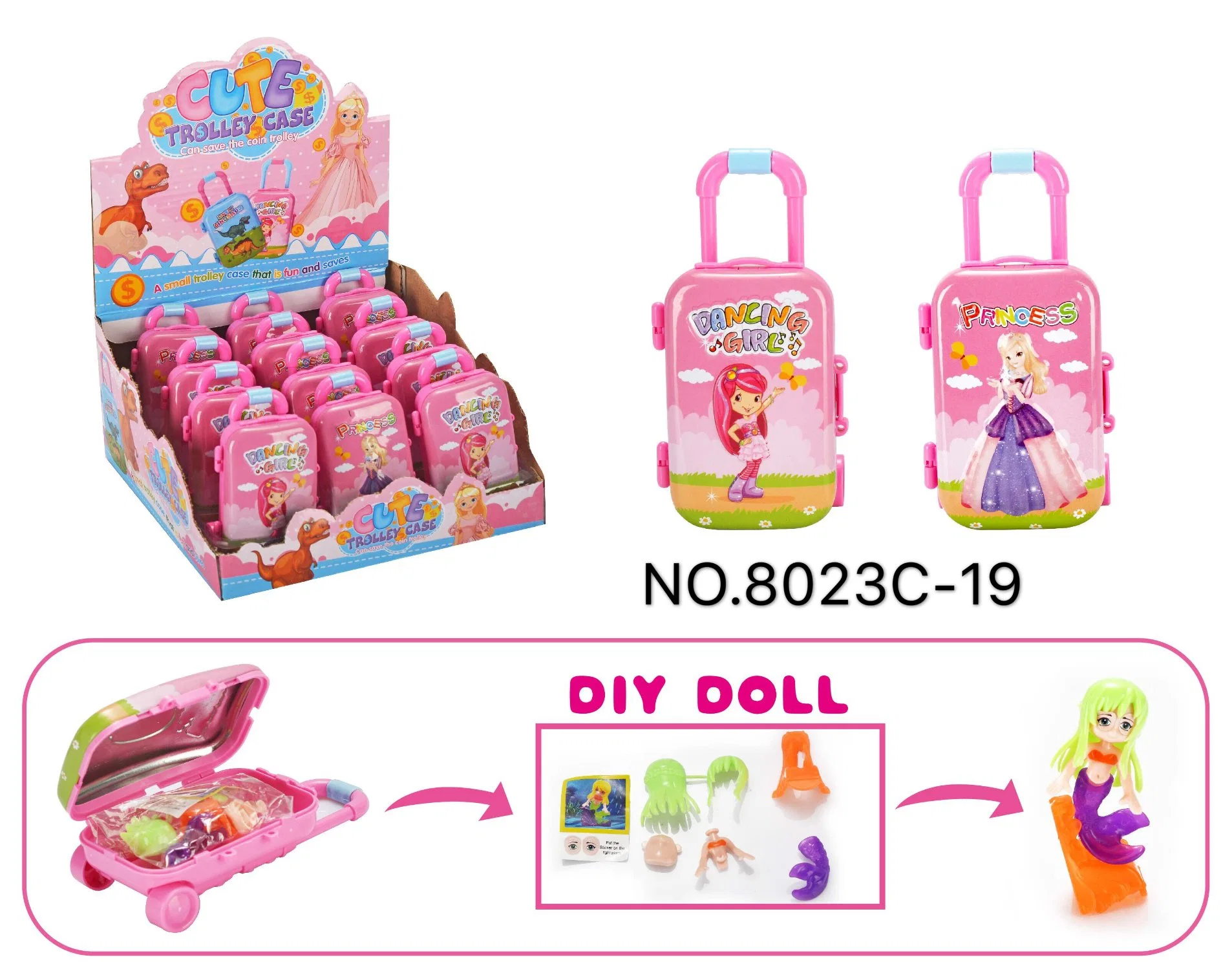 Colorful Doll Mini Luggage Alloy Trolley Case Mini Gift Set