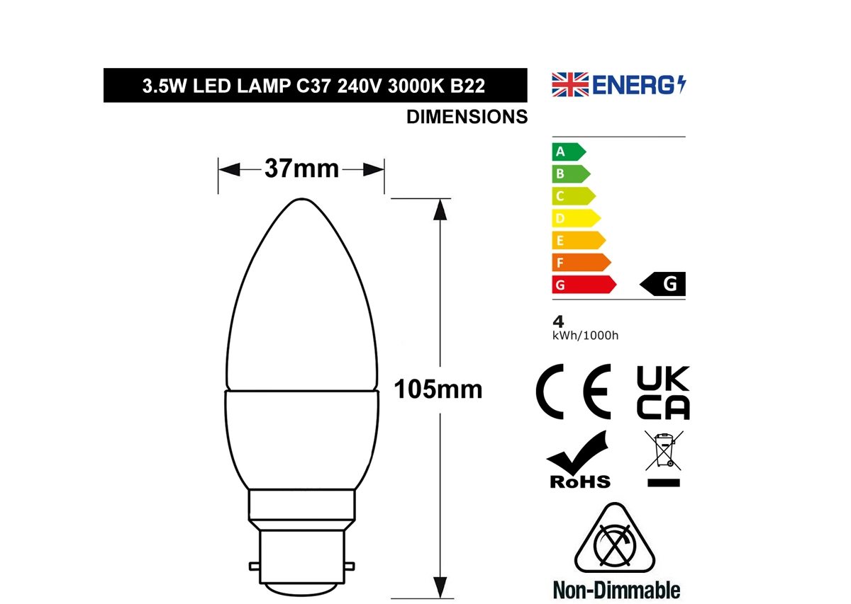 3.5W Frosted Cover LED Candle Lamp Warm White 3000K E27 or E14 or B22 C37 Candle Lights 30W Replacement Idea for Incandescent Bulb Chandeliers Wall Lights