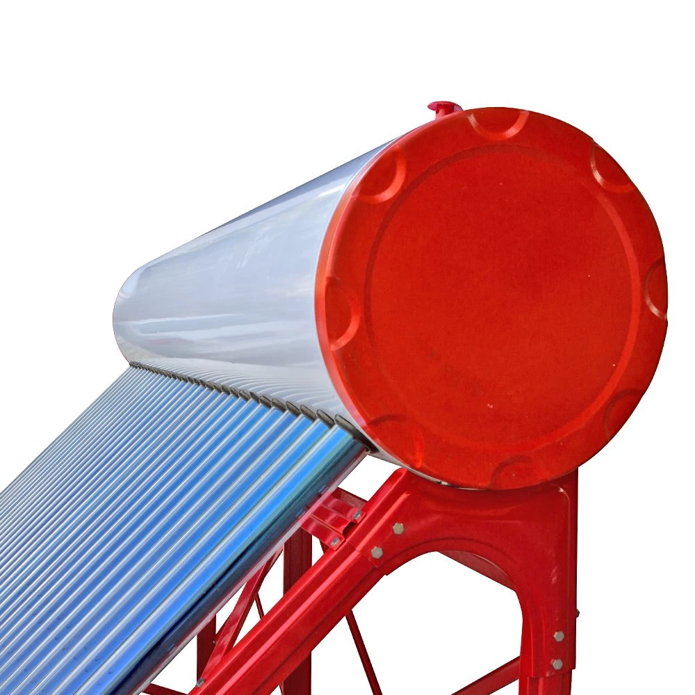 Chauffe-eau solaire compact en acier coloré non pressurisé pour usage domestique.