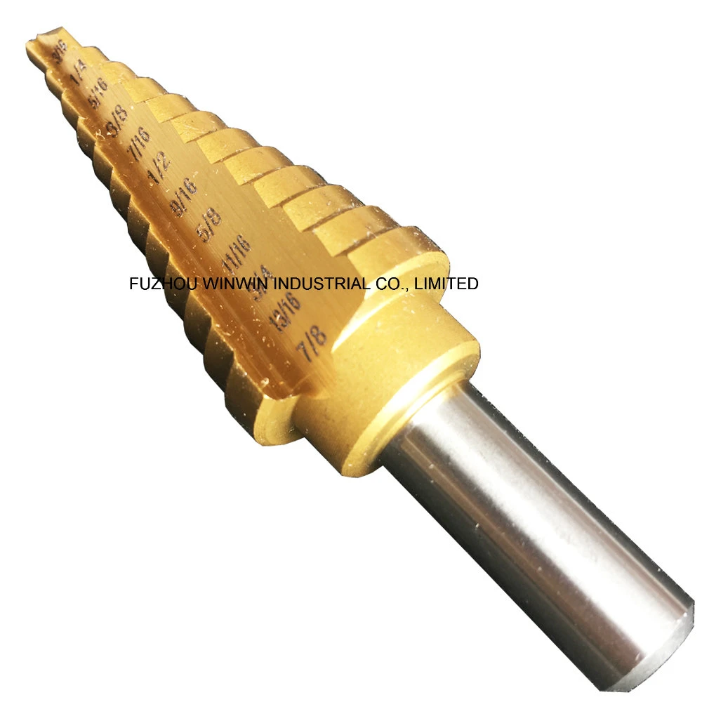 Professional 3/16"-7/8" Step Drill Bit with Round Shank Straight Flute (WW-SDB04)