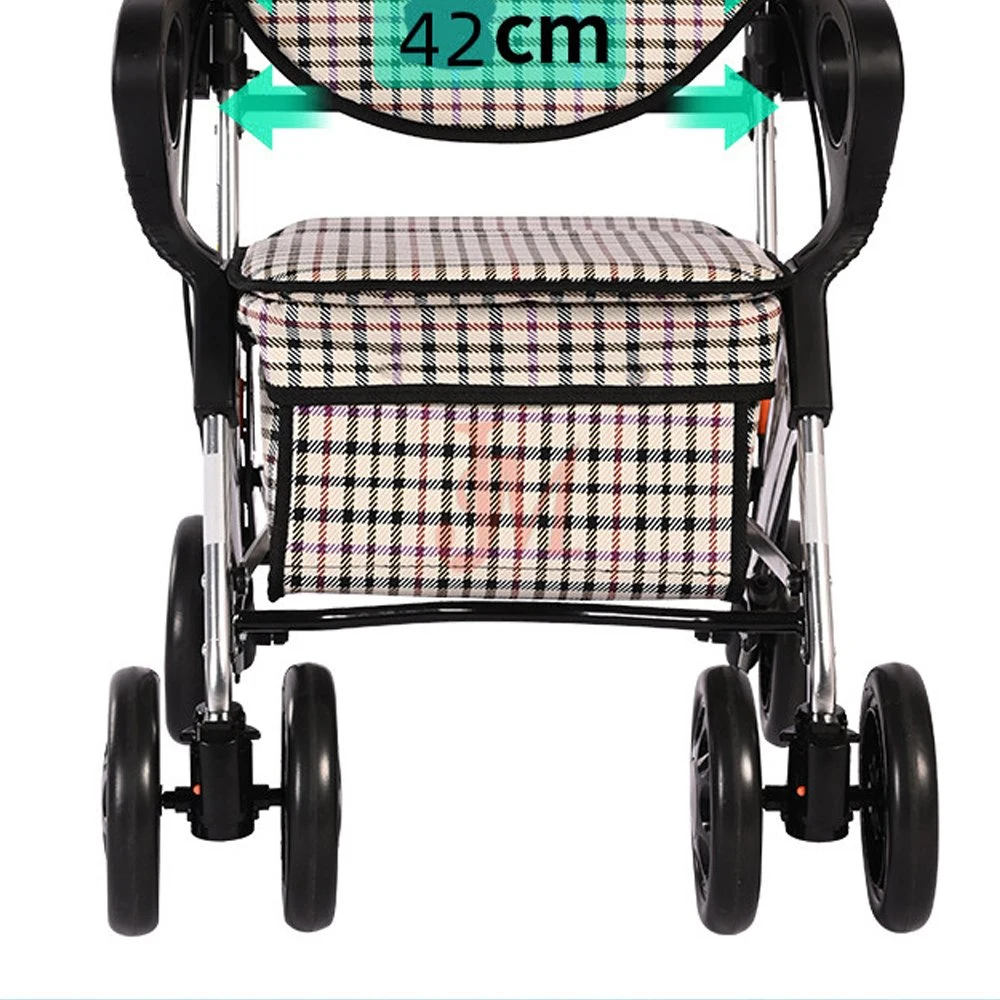 Aluminum Alloy Rollator Walker with Shopping Bag for Elderly