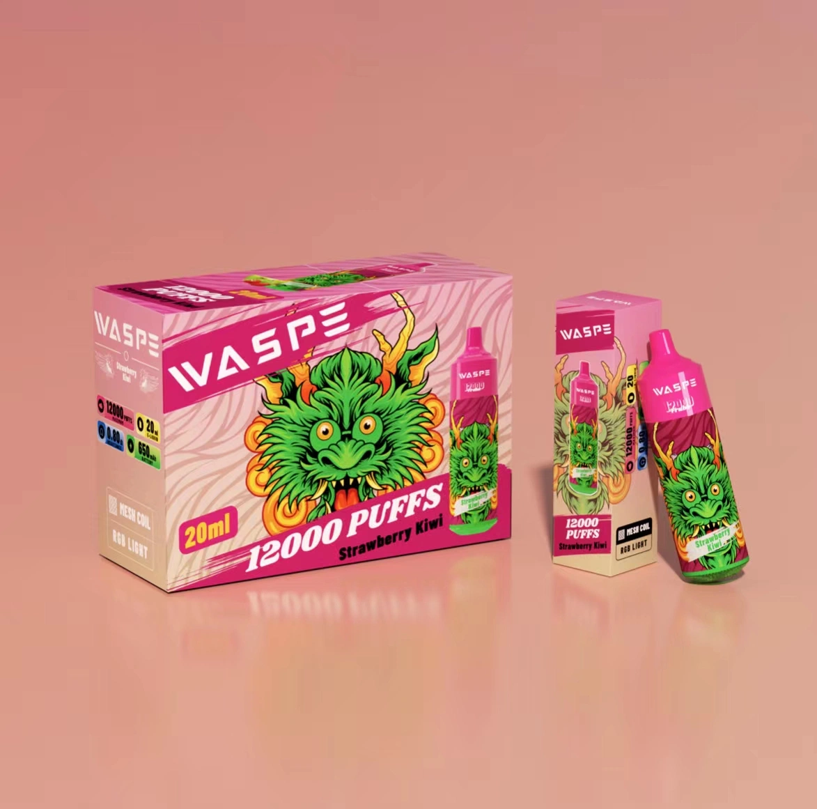 Waspe Monster 12000bouffées lumière RVB Big Puff Vape jetables de gros appareil Pod