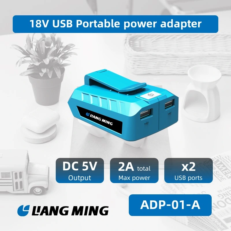 18V/20V rango inalámbrico de litio li-ion adaptador de corriente USB portátil