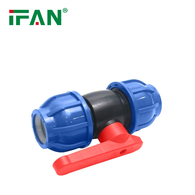 Red Handle HDPE PVC PP PE Pipe Compression Fittings Ball Vavles