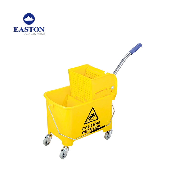 Hotel Grey Double Buckets Plastic Free Moving Cleaning Trolley