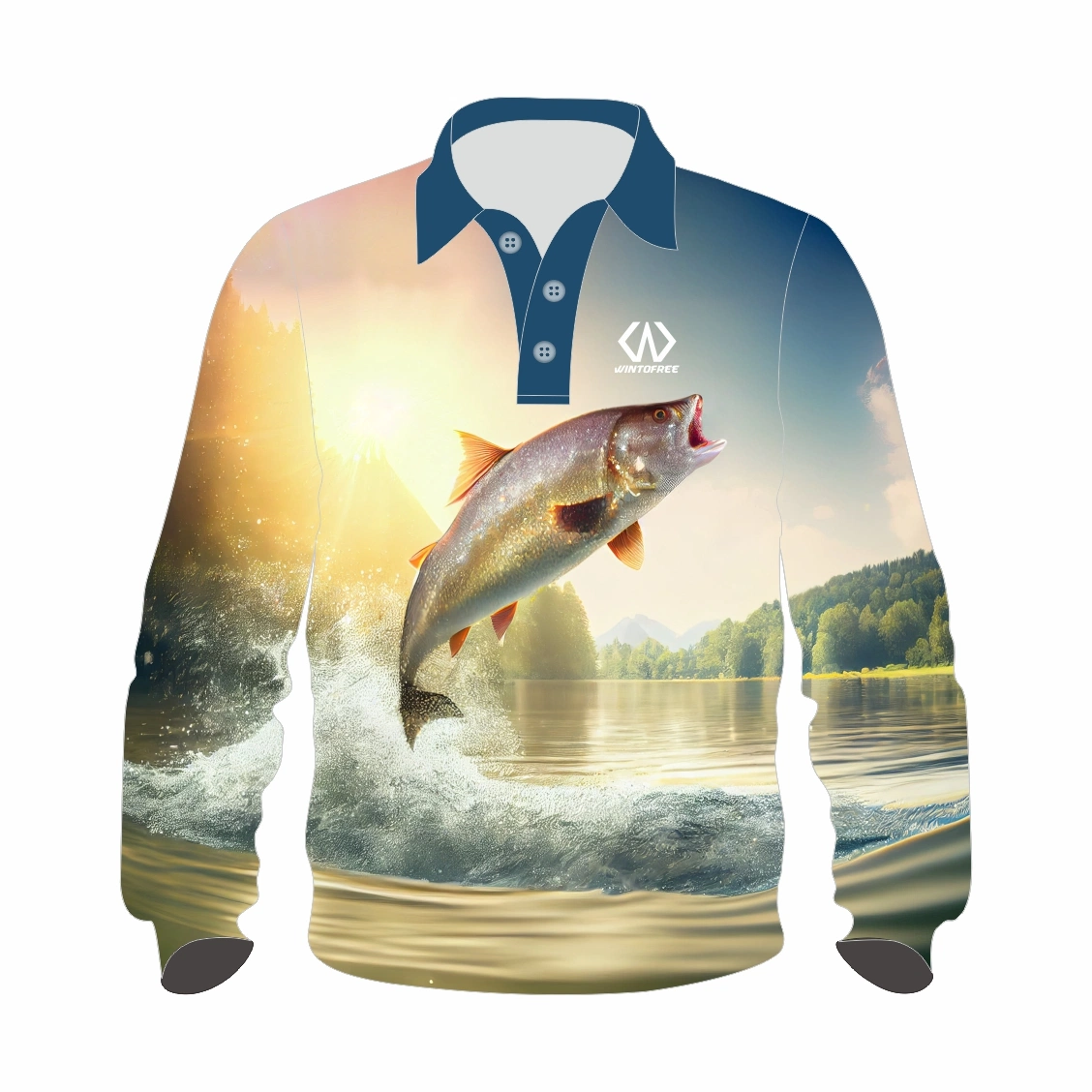 Custom Long Sleeve Polo Fishing Wear for Club Team Sports Wear Fishing Wear Realtree