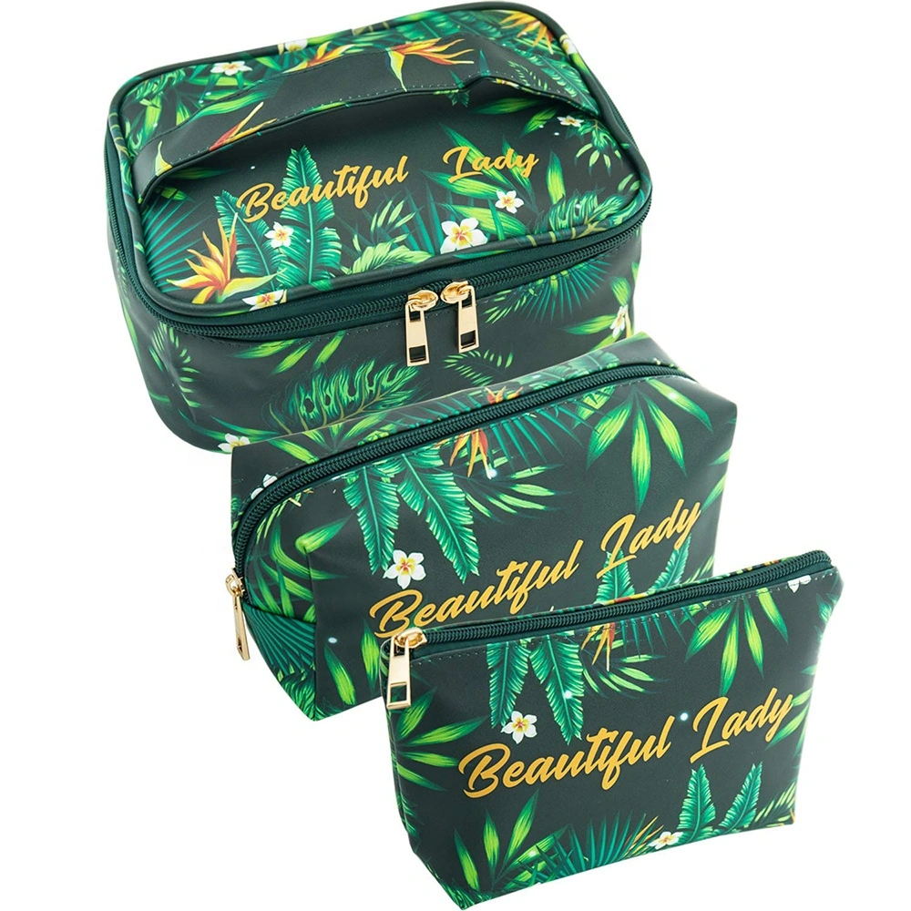 Green Plant Toiletry Bag Artist Storage Bag for Women Girls