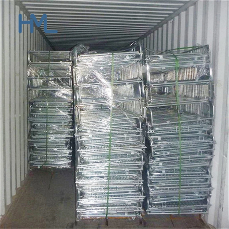 500kg de acero galvanizado de alta calidad transporte de carga Industrial jaulas de rodillos plegable