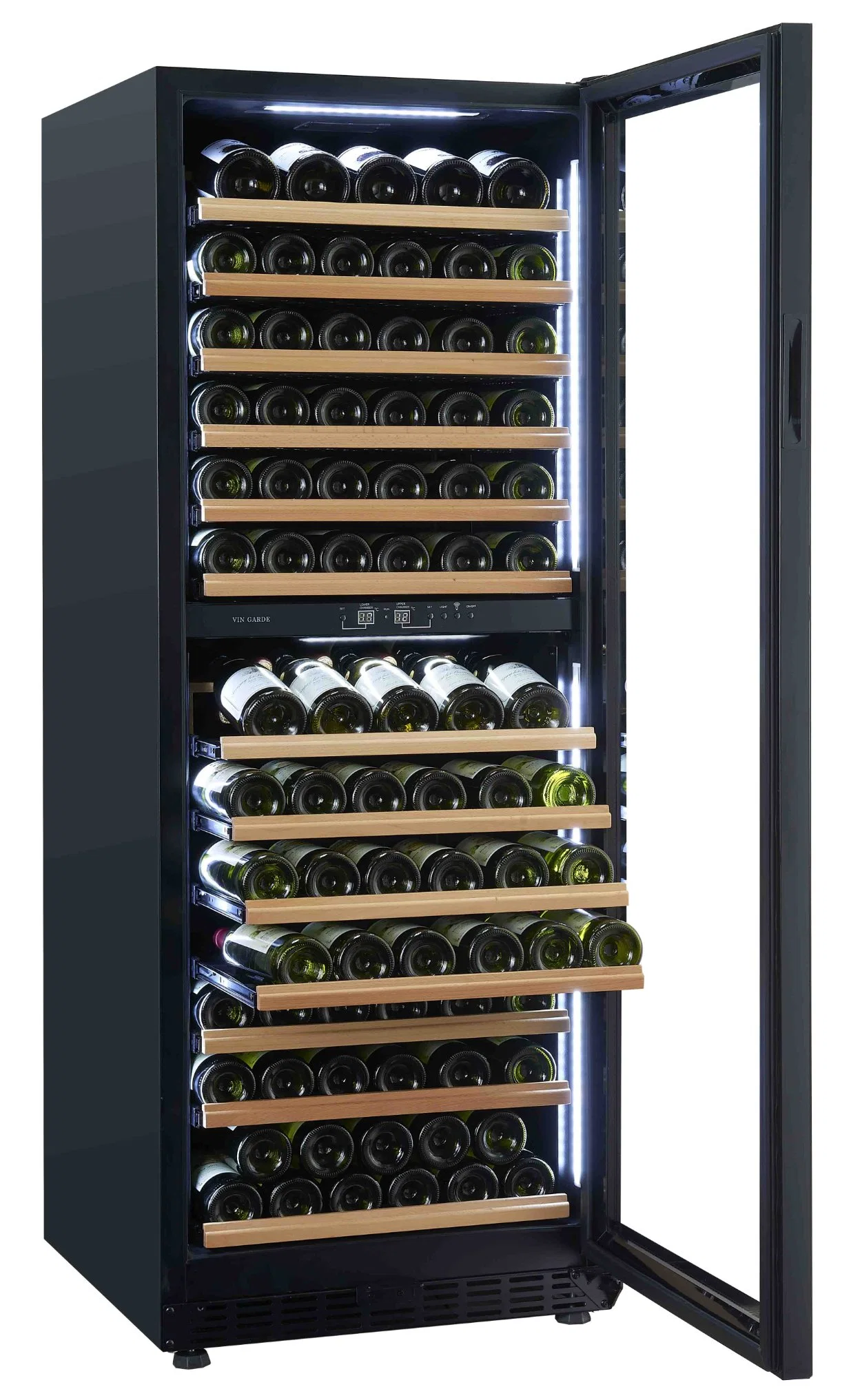 138 Bottle Dual Zone Freestanding Wine Cellar with White Side LED Light