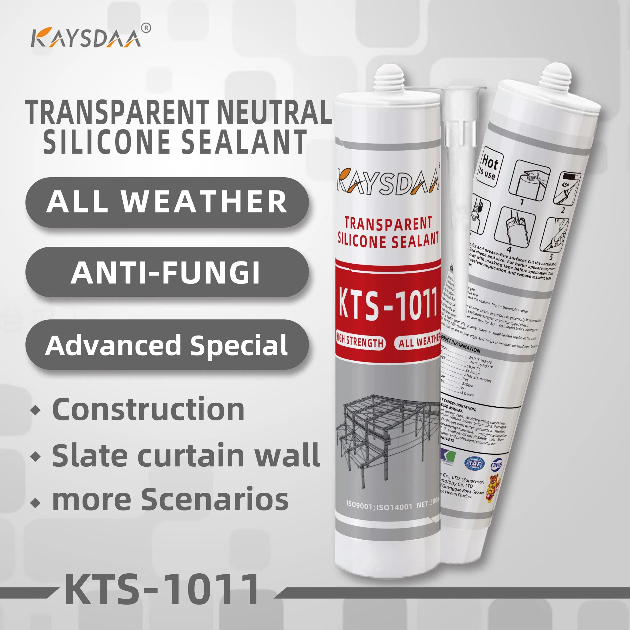 Kts-1011 Transparent Silicone Adhesive Specifically Designed for Large Glass & Glazing