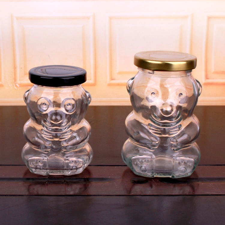 La forme d'ours bocal en verre bouteille de verre pour la nourriture et de boire