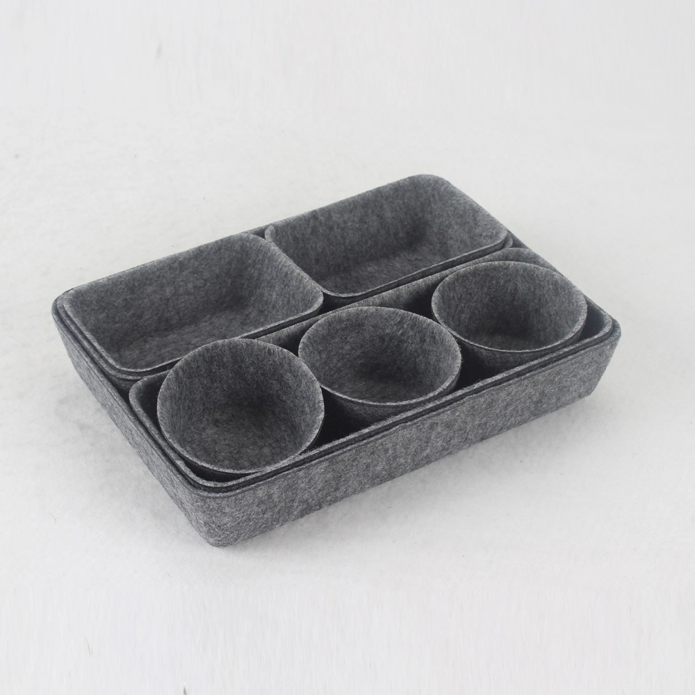 Thermoforming Mold Material Grey and Blue Polyester Felt Fabric Cube Screw Storage Bins