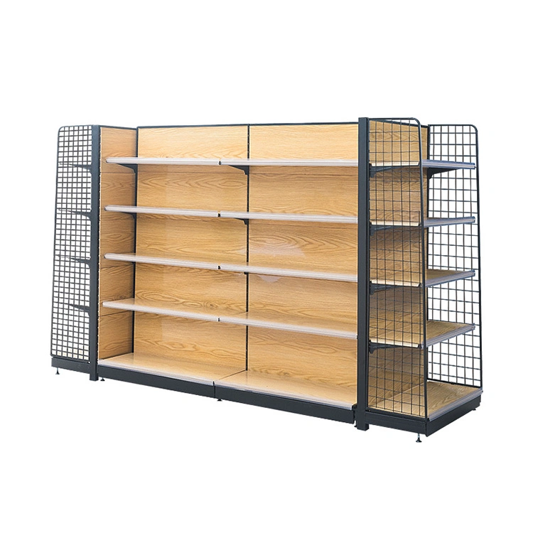 Fashion Design Supermarket Wood and Steel Display Rack