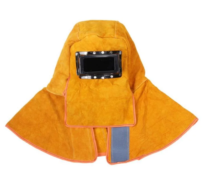 Protector de cuero de cuero de cuero de cuero de cuero de cuero de la cubierta de soldadura del casco de trabajo con cuello Drape de hombro, lente de filtro oscurecimiento automático solar