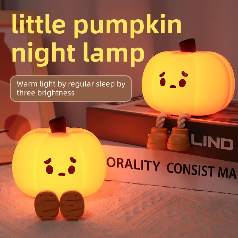 LED Silicone Touch Sensor Pumpkin Halloween Ornaments Decorative Gifts Kids Night Light